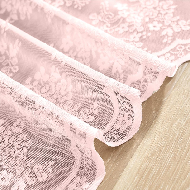 YJ YANJUN Pink Bathroom Window Curtain Short Princess Curtains for Little Girls Room Half Curtains for Windows Tier Voile Cafe Curtain 30 Inch Length for Kitchen Bedroom Rod Pocket Pink Boho Decor - Image 5